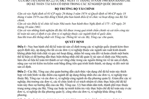 Quyết định 222-TC/CĐKT chế độ kế toán tài sản cố định trong các xí nghiệp quốc doanh