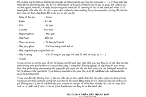 Công văn 1487/UB thu gom 20 loại tài sản giao Sở Tài Chánh