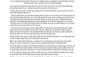 Thông tư 14/TT-UB công tác cấp bách trước mắt thực hiện Chỉ thị 30/CT-UB quản lý biên chế lao động quỹ tiền lương khu vực nhà nước thành phố