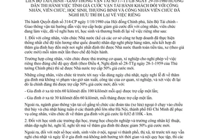 Thông tư liên bộ 17-TT/LB tính giá cước vận tải hành khách công nhân, viên chức, học sinh, thương binh công nhân viên chức nghỉ hưu đi lại việc riêng
