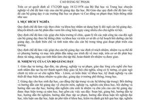 Thông tư 37/TT  chế độ làm việc cán bộ giảng dạy Đại học