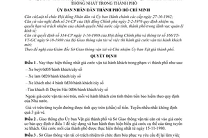 Quyết định 451/QĐ-UB thực hiện thống nhất giá cước vận tải hành khách thống nhất trong thành phố