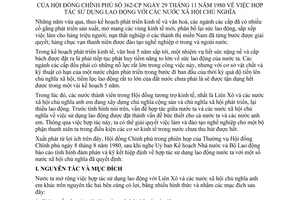 Nghị quyết 362-CP hợp tác sử dụng lao động với các nước xã hội chủ nghĩa