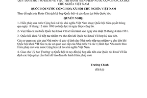 Nghị quyết quy định thi hành Hiến pháp nước Cộng hoà xã hội Chủ nghĩa Việt Nam