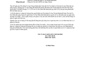 Công văn 2004/UB xử lý số tiền phạt vi phạm kỷ luật giá