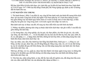 Thông tư 16-NN/TT quy định cụ thể hướng dẫn Điều lệ kiểm dịch thực vật