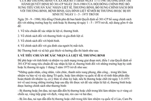 Thông tư 03-TBXH xác nhận liệt sĩ thương binh bổ sung chính sách thương bệnh binh, gia đình liệt sĩ hy sinh từ  1/5/1975 hướng dẫn Quyết định 301-CP