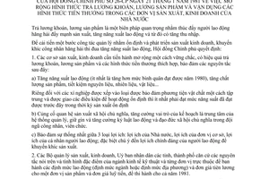 Quyết định 26-CP mở rộng hình thức trả lương khoán, lương sản phẩm, vận dụng  hình thức trả tiền thưởng trong các đơn vị SXKD Nhà nước