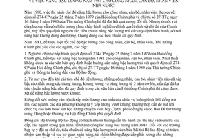 Chỉ Thị 21-TTg nâng bậc lương công nhân, cán bộ, nhân viên Nhà nước năm 1981