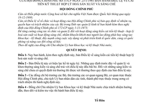 Nghị định 31-CP Điều lệ về sáng kiến cải tiến kỹ thuật hợp lý hoá sản xuất và sáng chế