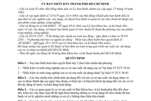 Quyết định 106/QĐ-UB hai tiêu chuẩn địa phương điều kiện vệ sinh công nghiệp cơ sở sản xuất vật dụng cao su nhựa
