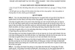 Quyết định 51/QĐ-UB thành lập Liên hiệp hợp tác xã ngành chiếu cói Liên hiệp xã tiểu thủ công nghiệp