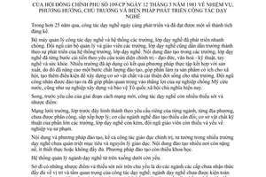 Nghị quyết 109-CP nhiệm vụ, phương hướng, chủ trương và biện pháp phát triển công tác dạy nghề