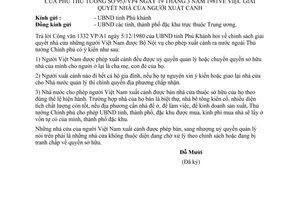 Công văn 953/VP4 giải quyết nhà của người xuất cảnh