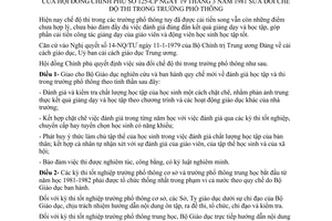 Quyết định 125-CP sửa đổi chế độ thi trong trường phổ thông