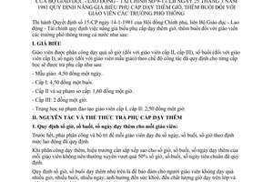 Thông tư liên bộ 9-TT/LB quy định nâng biểu giá dạy thêm giờ, thêm buổi giáo viên trường phổ thông