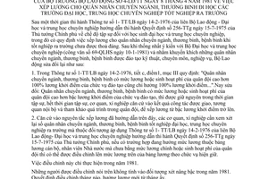 Thông tư 04-LĐ/TT xếp lương quân nhân chuyển ngành thương binh học trường đại học trung học chuyên nghiệp tốt nghiệp