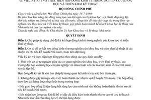 Quyết định 175-CP ký kết  thực hiện hợp đồng kinh tế trong nghiên cứu khoa học triển khai kỹ thuật