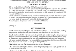 Nghị định 201-CP quản lý định mức kinh tế - kỹ thuật