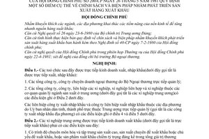 Nghị định 200-CP quy định chính sách và biện pháp nhằm phát triển sản xuất hàng xuất khẩu