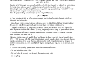 Quyết định 228-CP cải tiến hệ thống giá bán buôn