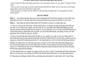 Quyết định 105/QĐ-UB  thành lập Ban Hợp tác kinh tế thành phố Hồ Chí Minh