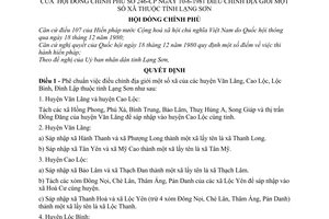 Quyết định 246-CP điều chỉnh địa giới xã thuộc tỉnh Lạng Sơn