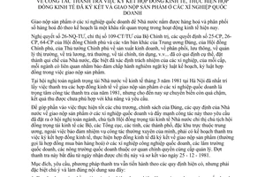 Chỉ thị 29-TH/TT công tác thanh tra ký kết, thực hiện hợp đồng kinh tế ký kết giao nộp sản phẩm xí nghiệp quốc doanh