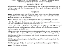 Nghị định 251-CP giải thưởng Hồ Chí Minh và giải thưởng Nhà nước