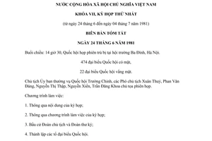 Biên bản tóm tắt Chương trình làm việc Quốc hội khóa VII, kỳ họp 1