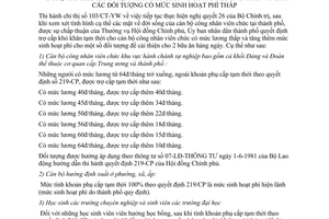 Thông tư 20/TT-UB trợ cấp khó khăn tạm thời cán bộ công nhân viên chức mức lương thấp đối tượng mức sinh hoạt phí thấp