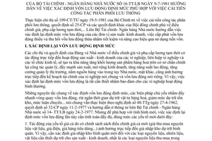 Thông tư liên bộ 16-TT/LB xác định vốn lưu động định mức phù hợp cải tiến công tác phân phối lưu thông