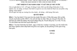 Quyết định 152-QĐ 33 tiêu chuẩn Nhà nước