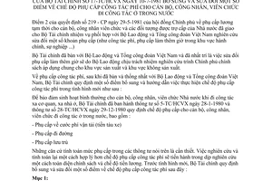Thông tư 17-TC/HCVX sửa đổi phụ cấp công tác phí cán bộ, công nhân, viên chức đi công tác trong nước