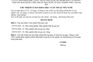 Quyết định 164-QĐ  3 tiêu chuẩn Nhà nước máy nghiền thức ăn gia súc