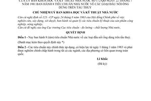 Quyết định 172-QĐ  8 tiêu chuẩn Nhà nước về đầu nối ống dùng trên tàu thuỷ