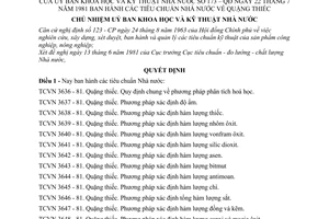 Quyết định 173-QĐ tiêu chuẩn Nhà nước về quặng thiếc