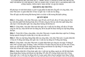 Quyết định 21-HĐBT bổ sung chế độ hưu trí nghỉ việc mất sức lao động  CNVC Nhà nước,quân nhân