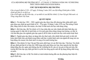 Quyết định 57-CT phương hướng phân phối sách giáo khoa