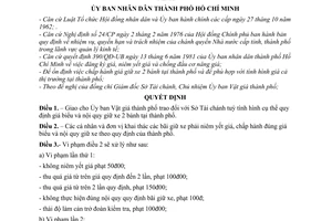 Quyết định 172/QĐ-UB quy định giữ xe 2 bánh tại thành phố Hồ Chí Minh