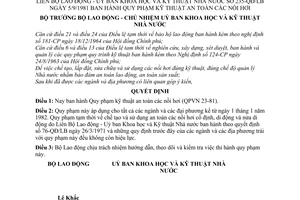 Quyết định liên bộ 235-QĐ/LB quy phạm kỹ thuật an toàn nồi hơi