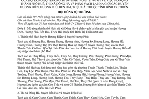 Quyết định 64-HĐBT mở rộng thành phố Huế, thị xã Đông Hà, phân vạch lại địa giới huyện Hương Điền, Triệu Hải tỉnh Bình Trị Thiên