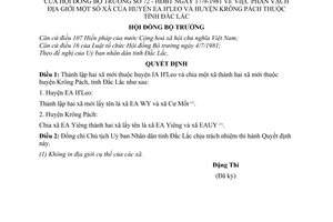 Quyết định 72-HĐBT phân vạch địa giới xã của huyện EA H'Leo,Krông Pách tỉnh Đắc Lắc
