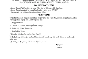 Quyết định 77-HĐBT phân vạch địa giới xã thị trấn tỉnh Lâm Đồng