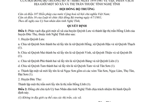 Quyết định 76-HĐBT phân vạch địa giới xã thị trấn tỉnh Nghệ An