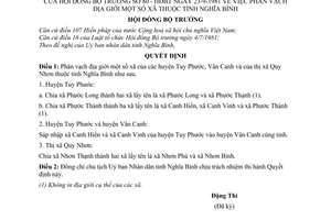 Quyết định 80-HĐBT phân vạch địa giới xã thuộc tỉnh Nghĩa Bình