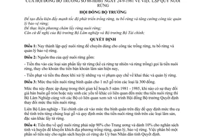 Quyết định 88-HĐBT lập quỹ nuôi rừng