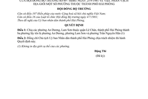 Quyết định 89-HĐBT phân vạch địa giới phường thuộc thành phố Hải Phòng