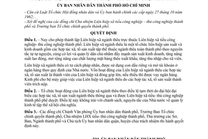 Quyết định 193/QĐ-UB cho phép thành lập Liên hiệp xã ngành thêu tiểu thủ công nghiệp