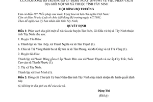 Quyết định 93-HĐBT phân vạch địa giới xã thuộc tỉnh Tây Ninh